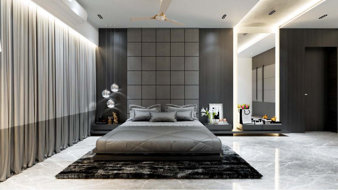 Minimalistic Slate Grey Bedroom