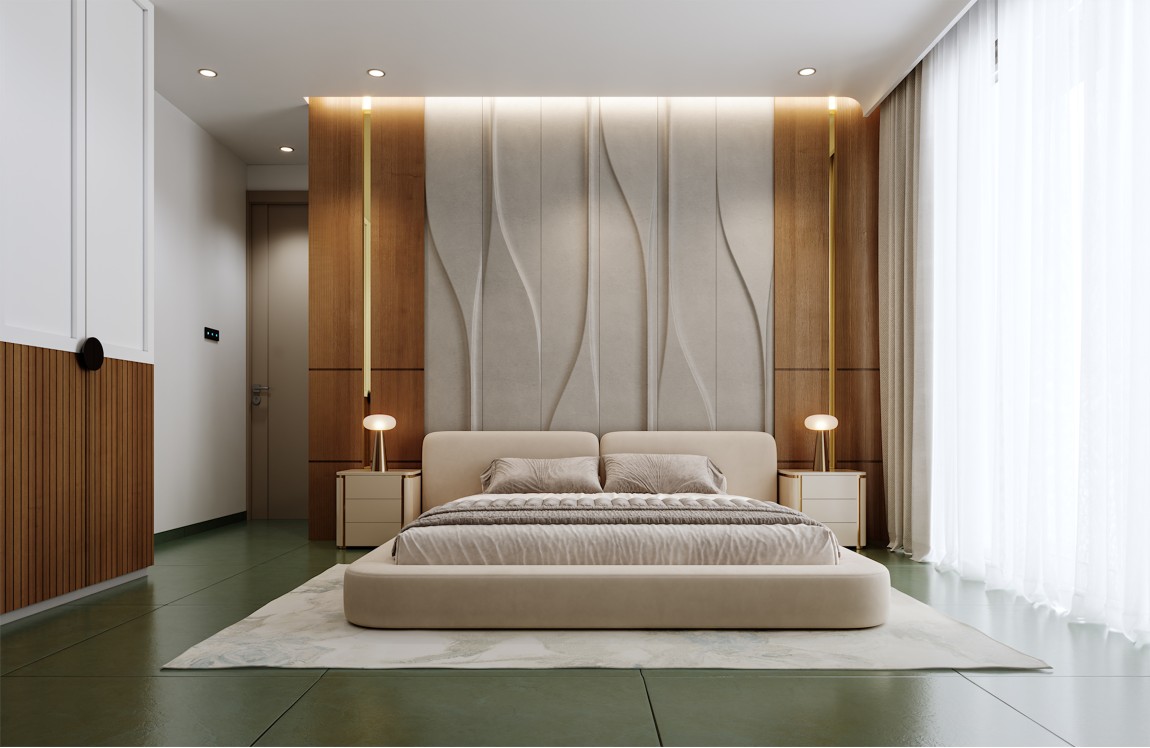 Sculpted Wall Contemporary Bedroom