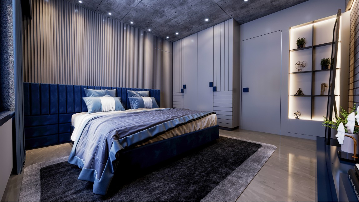 Luxurious Blue theme Bedroom