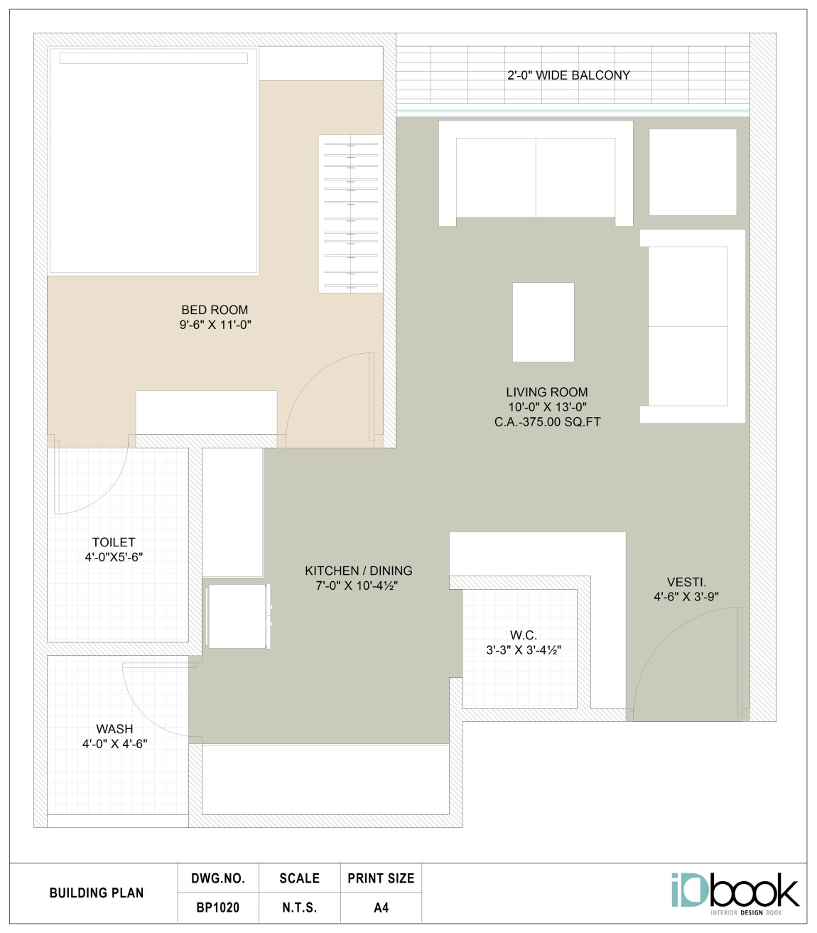 1 BHK Affordable flat planning