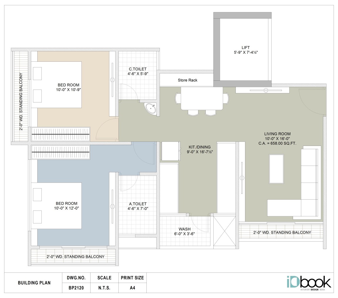 Minimal 2 BHK flat planning