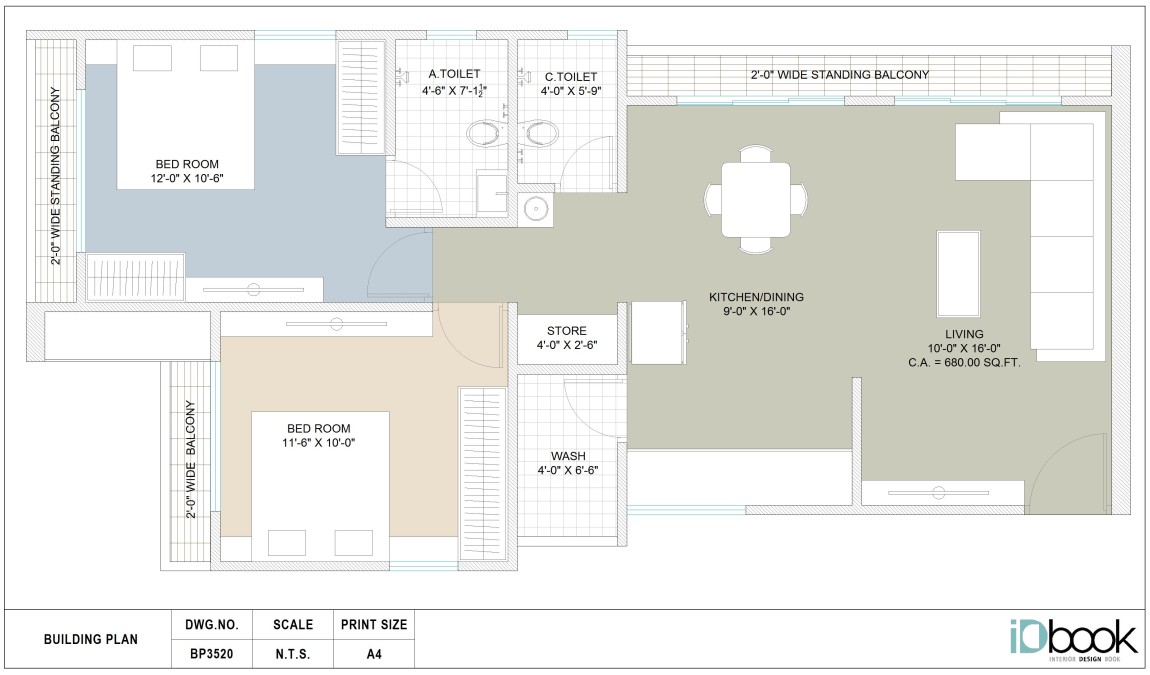 Metropolitan 2 BHK flat planning