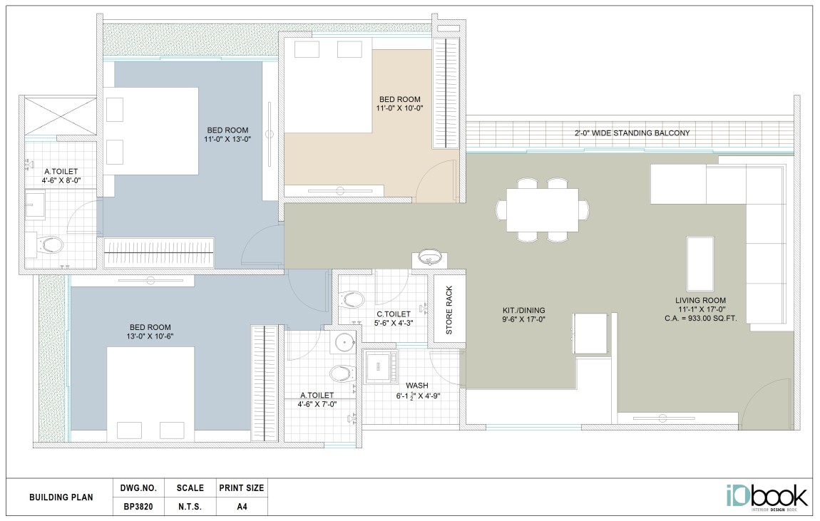 Versatile Planning of 3 BHK Apartment