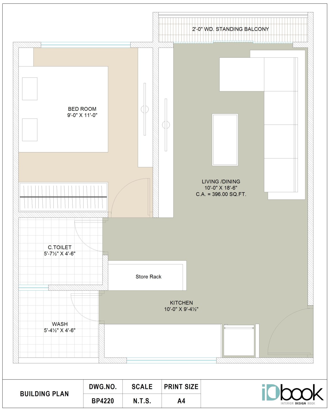 Comfortable Planning Of 1BHK apartment