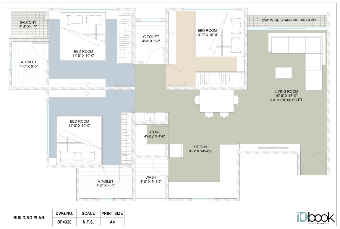 3 BHK Planning with principal details