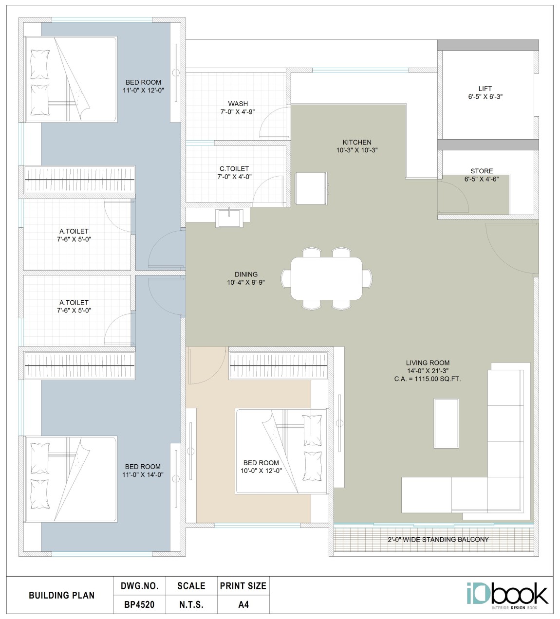 Most Desirable 3 BHK planning