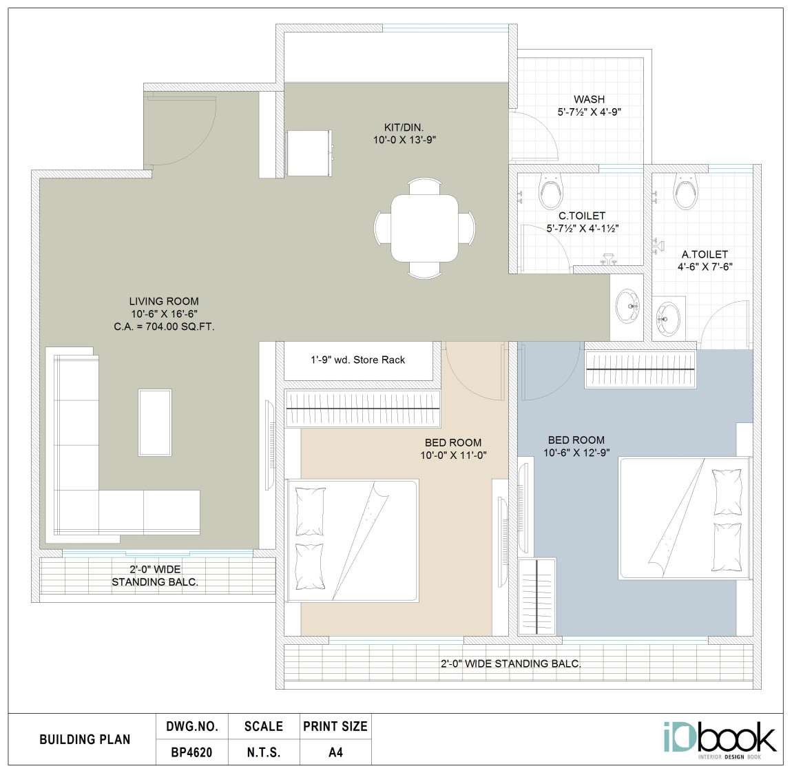 Budget-friendly planning of 2 BHK flat