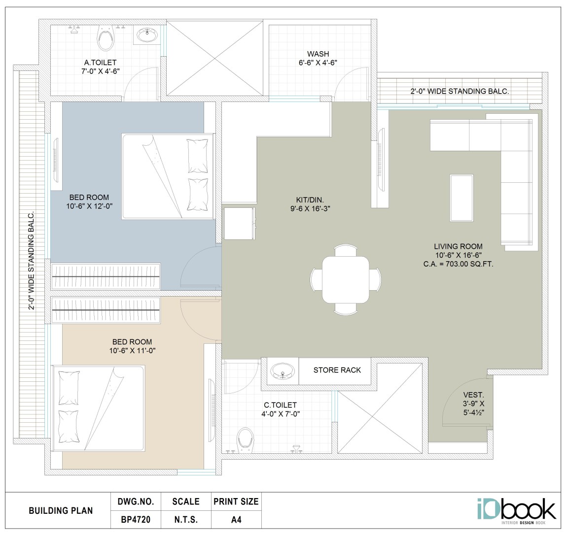 Exorbitant planning of 2 BHK flat