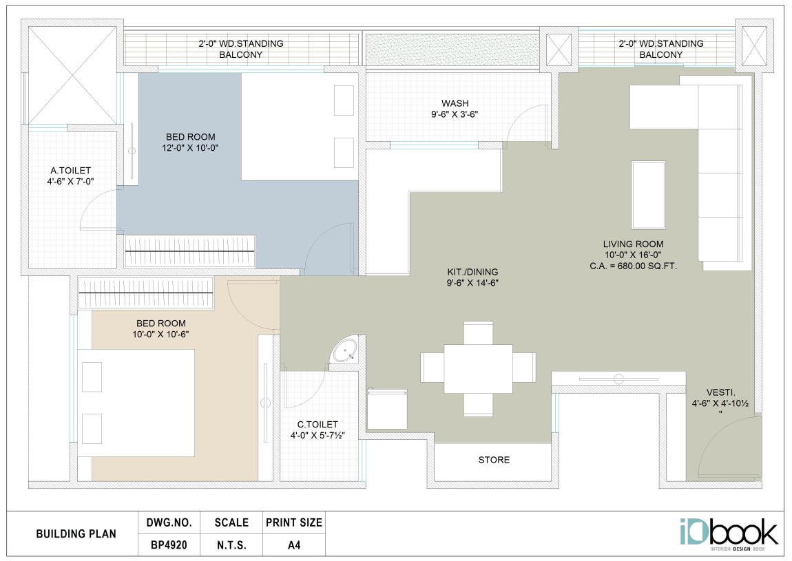 2 BHK flat Planning With Breathtaking Details