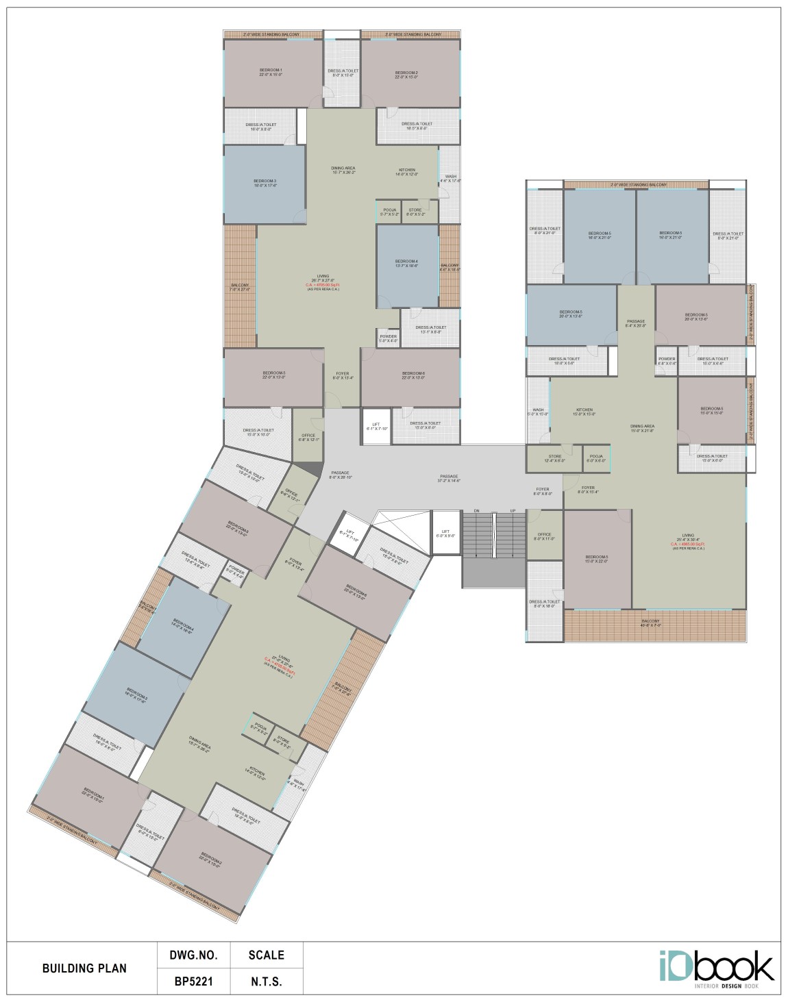 Elegant planning of 6 BHK flat