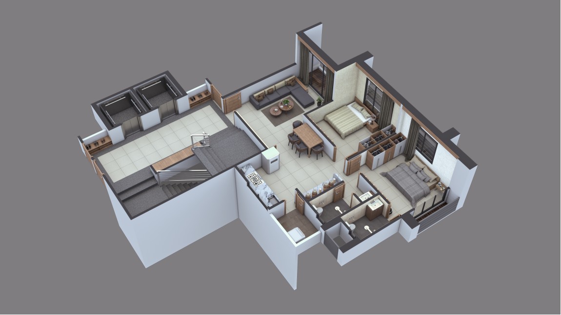 Small 2BHK Apartment Plan