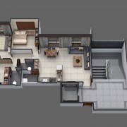Enclosed 2BHK Apartment Plan