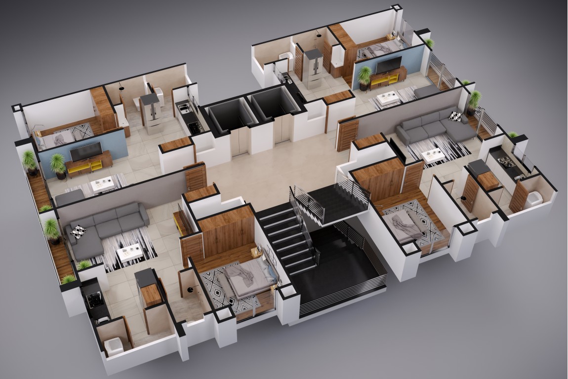 Functionally designed 1BHK apartment