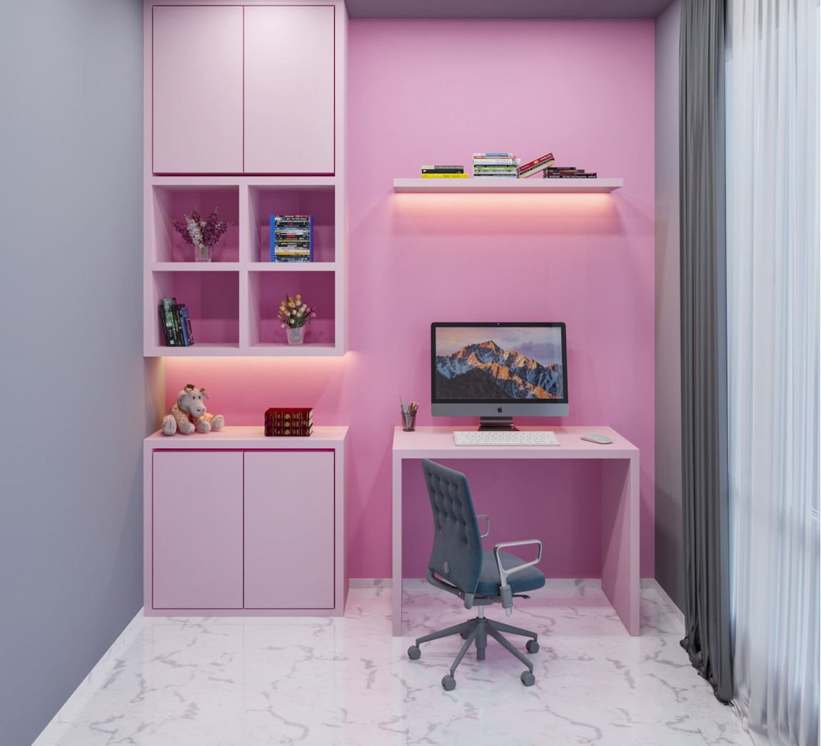 study table pink colour