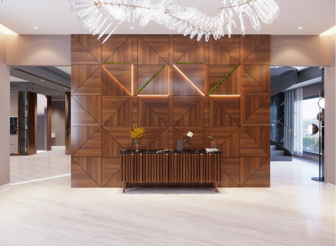 Wooden angular paneling