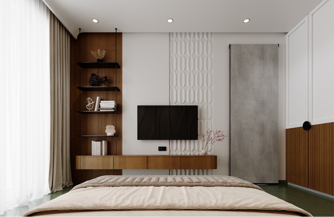 Sculpted Wall Contemporary Bedroom
