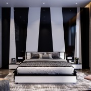 Bedback with White & Black Acrylic accent wall 