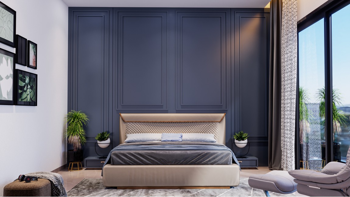 Bedback With modern interpretation of ancient Roman Style