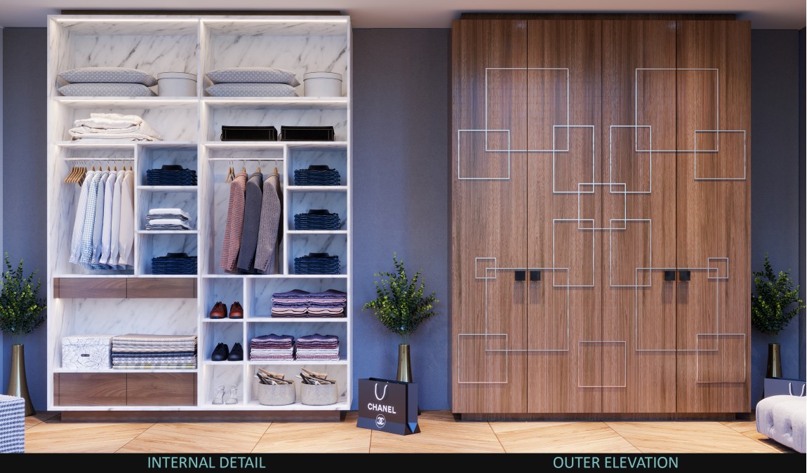 Geometrical Shutter Concept for Wardrobe	